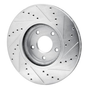 Nissan Juke Brake Rotor (1) - Front Left - R1 Concepts - Drilled & Slotted - Silver - `07-`17